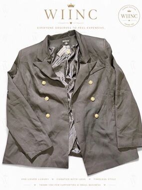 PrettyLittleThing Black Double-Breasted Blazer with Gold Buttons